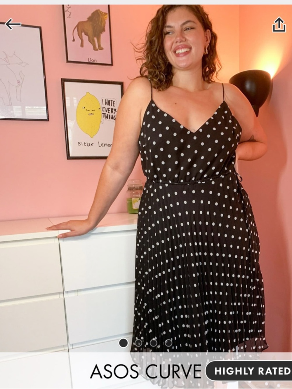 ASOS Curve Black & White Polka Dot Midi Slip Dress